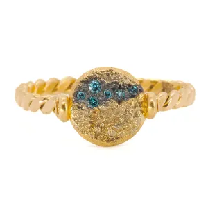 Nature Round Twisted Gold Diamond Ring