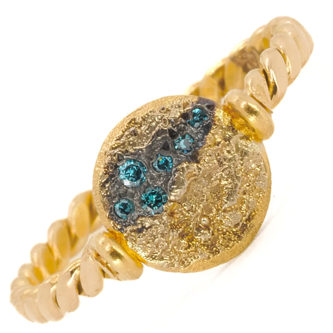 Nature Round Twisted Gold Diamond Ring