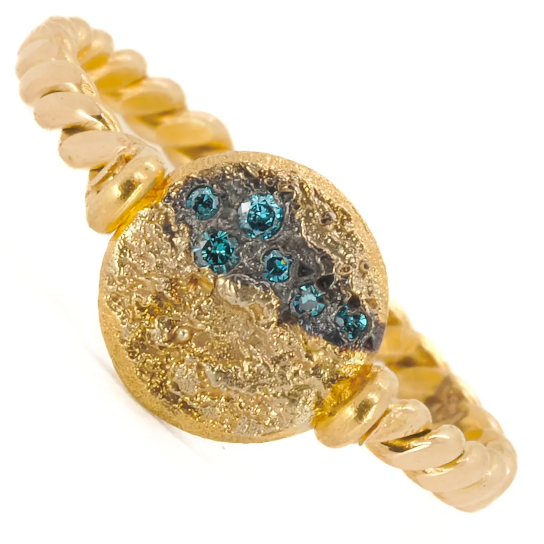 Nature Round Twisted Gold Diamond Ring