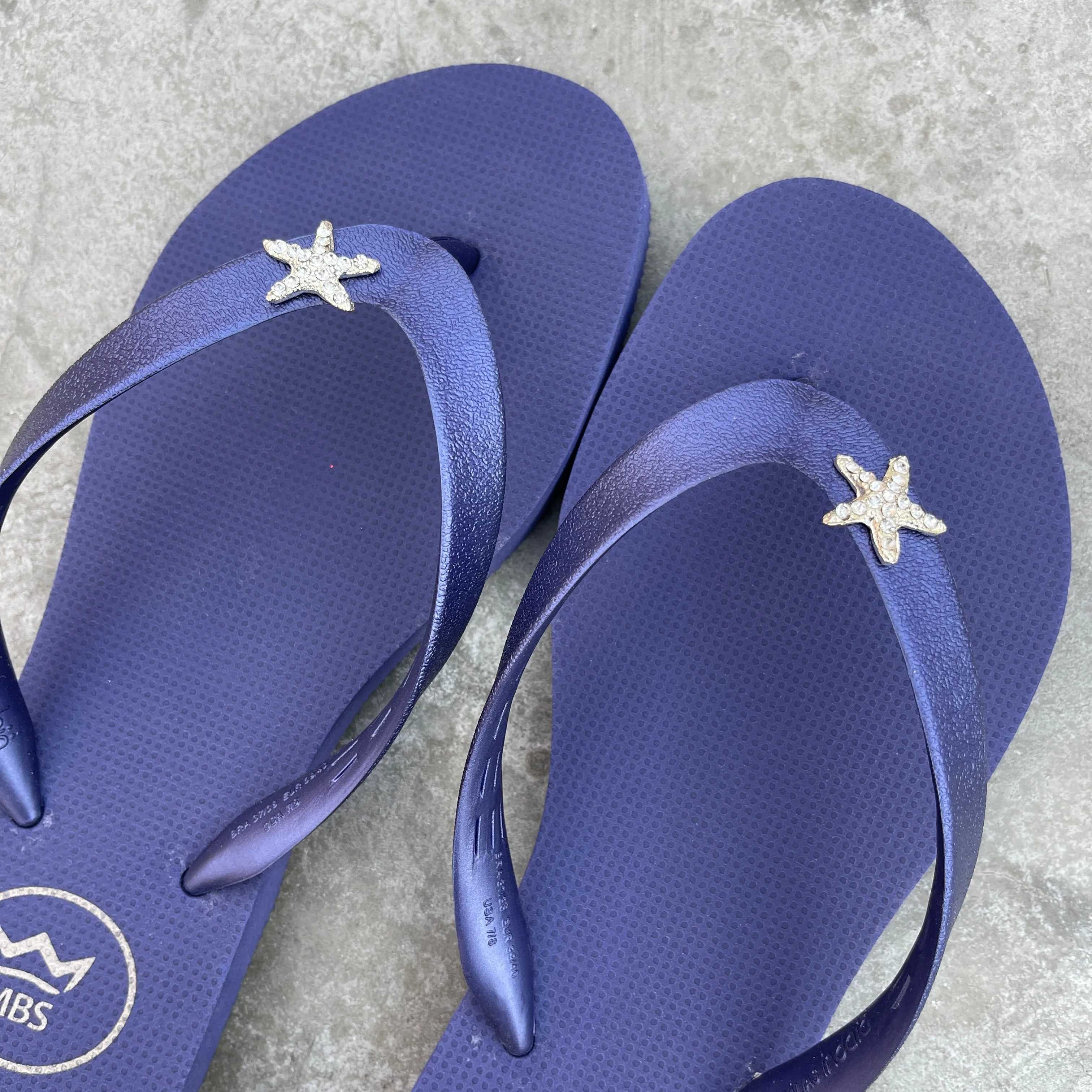 Navy Blue Star Flip Flops