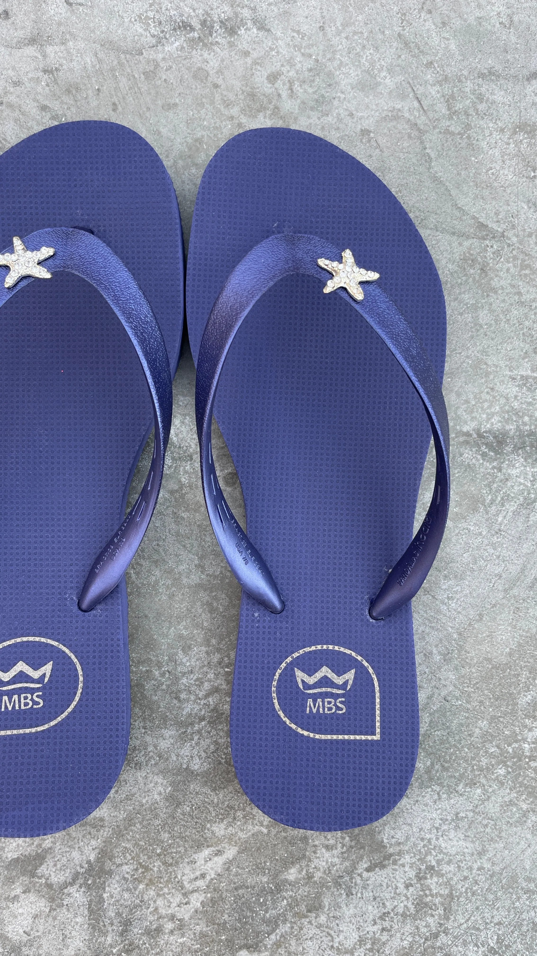 Navy Blue Star Flip Flops