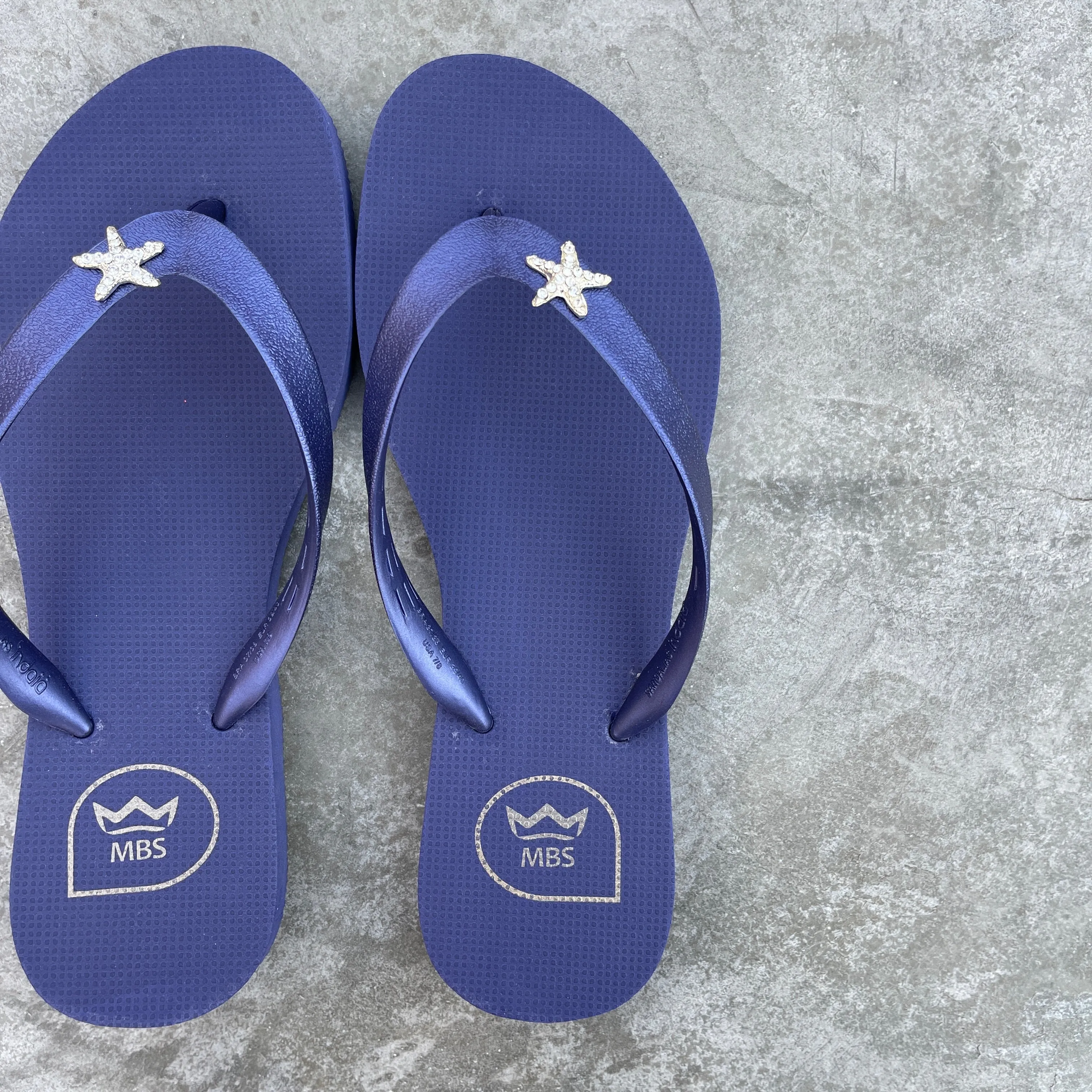 Navy Blue Star Flip Flops