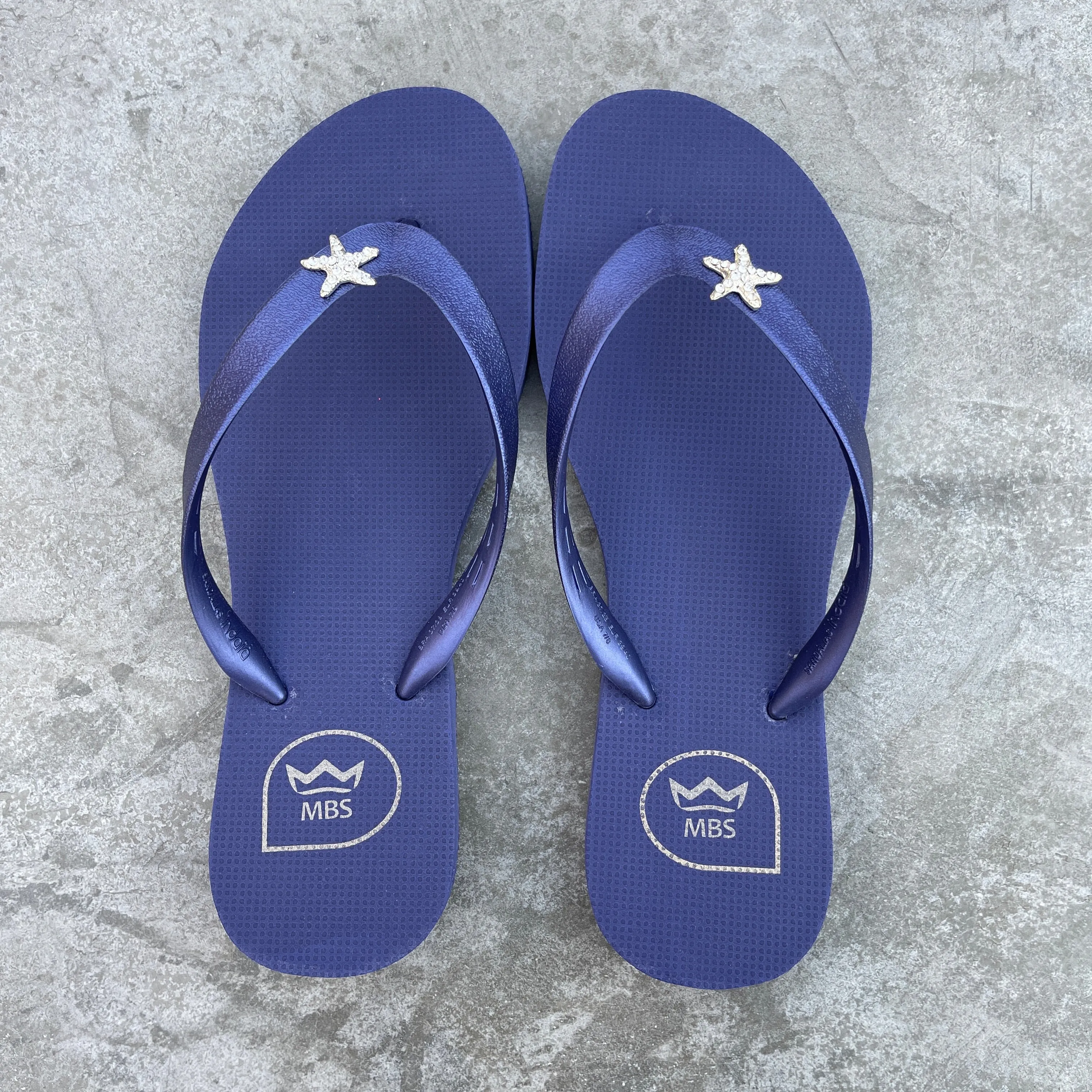 Navy Blue Star Flip Flops