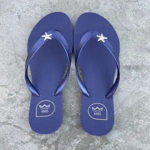 Navy Blue Star Flip Flops