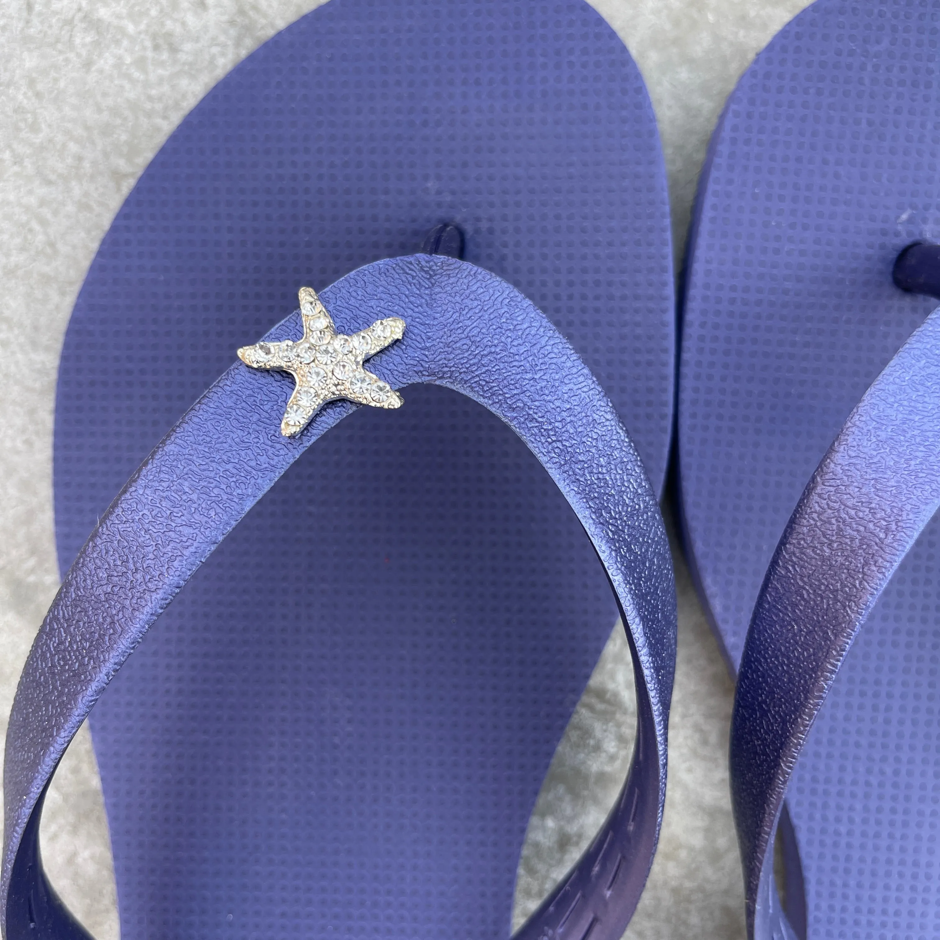 Navy Blue Star Flip Flops
