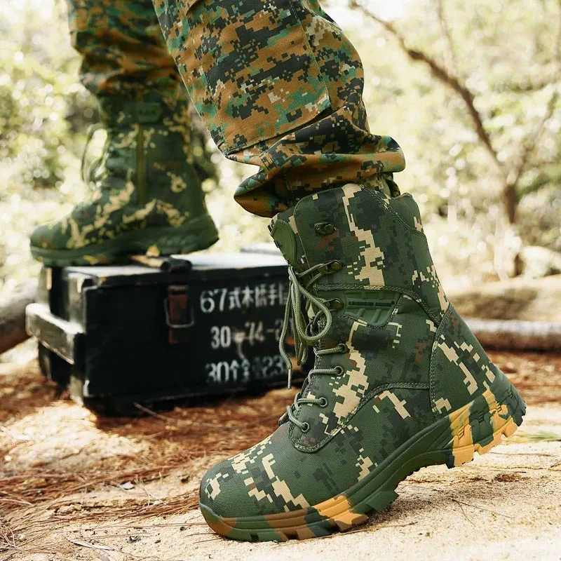 New Men's Army Color Outdoor Lace-Up Slip Resistant Boots