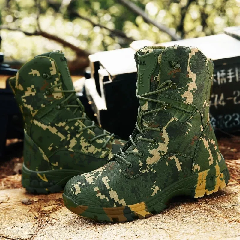 New Men's Army Color Outdoor Lace-Up Slip Resistant Boots