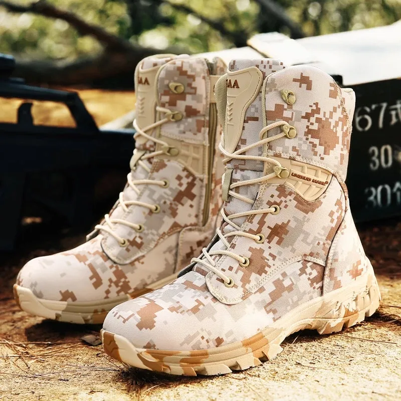 New Men's Army Color Outdoor Lace-Up Slip Resistant Boots
