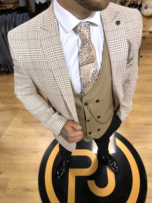 Neymar - Cream/Orange/Brown 3 Piece Suit