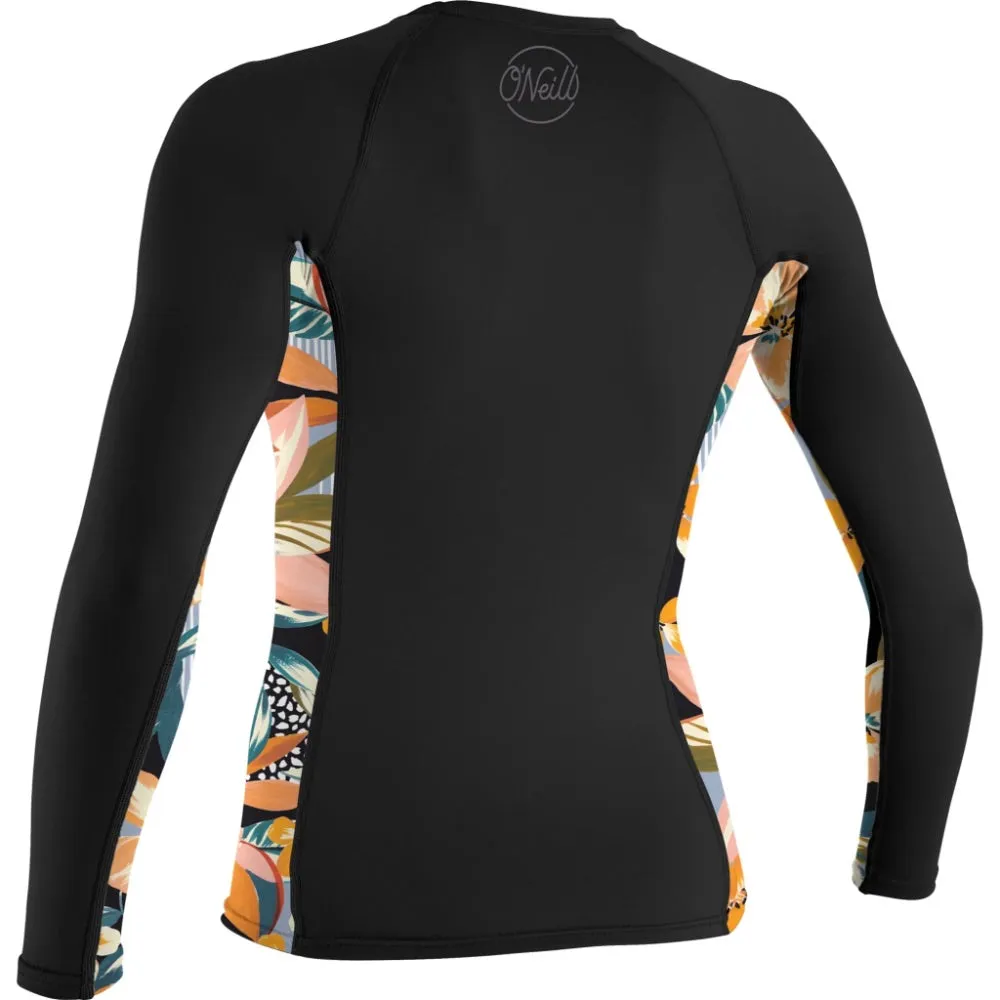 O'NEILL SIDE PRINT L/S RASH GUARD BLACK/DEMIFLOR