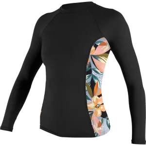 O'NEILL SIDE PRINT L/S RASH GUARD BLACK/DEMIFLOR