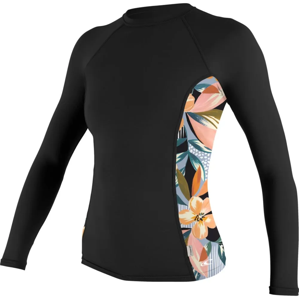 O'NEILL SIDE PRINT L/S RASH GUARD BLACK/DEMIFLOR