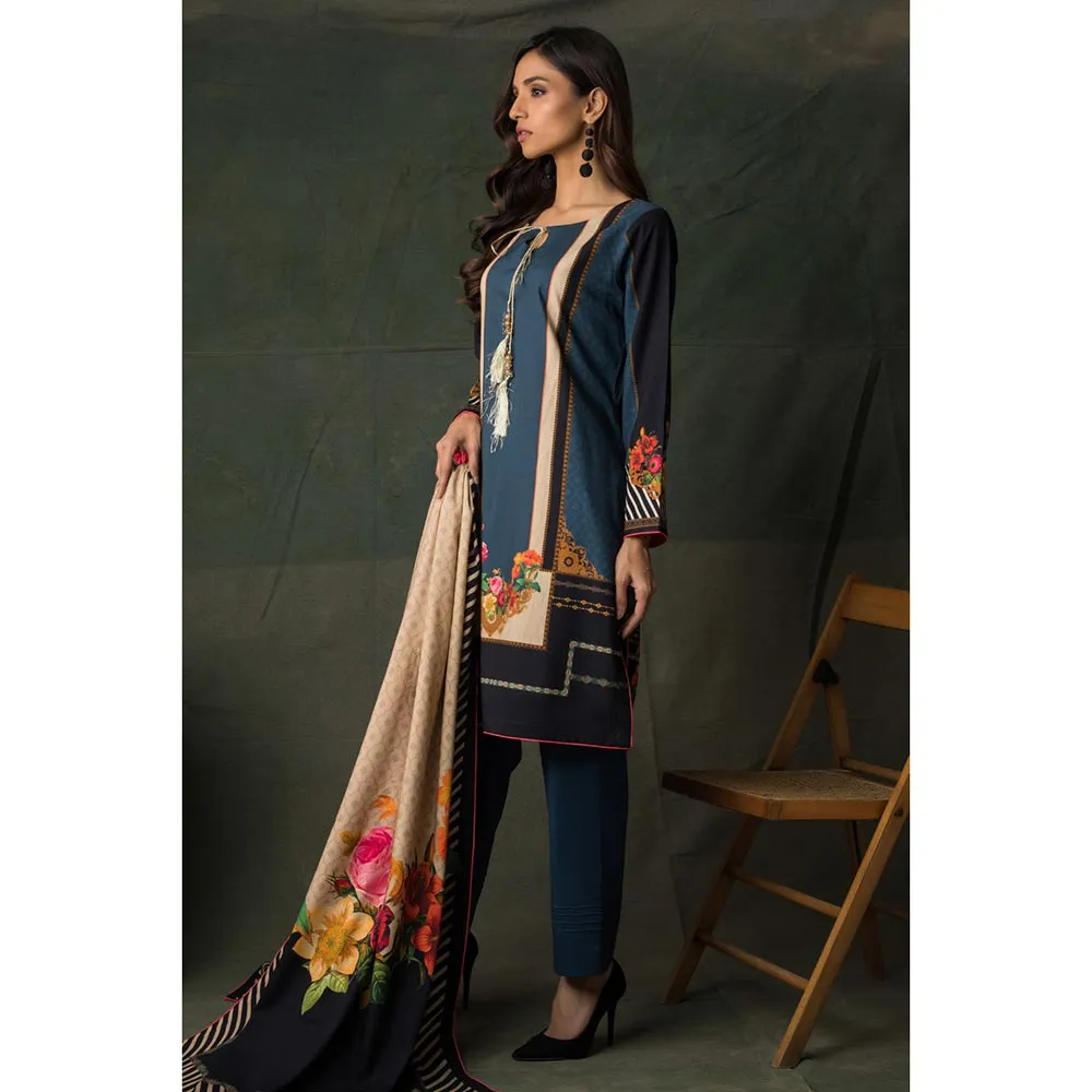 Orchid Digital Printed Linen 3Pcs Un-Stitched Suit - 05