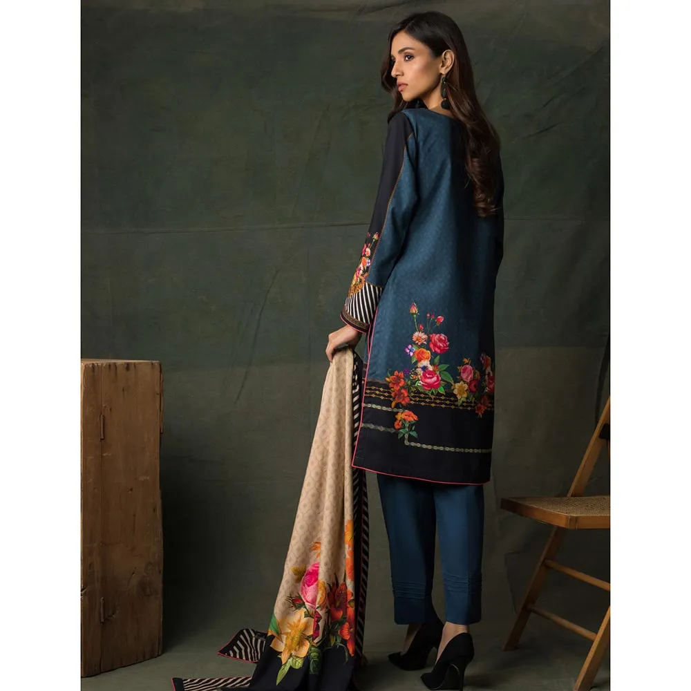 Orchid Digital Printed Linen 3Pcs Un-Stitched Suit - 05