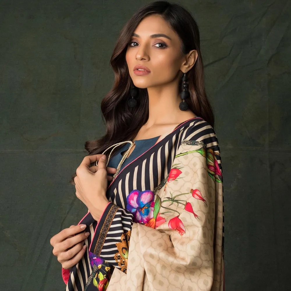 Orchid Digital Printed Linen 3Pcs Un-Stitched Suit - 05