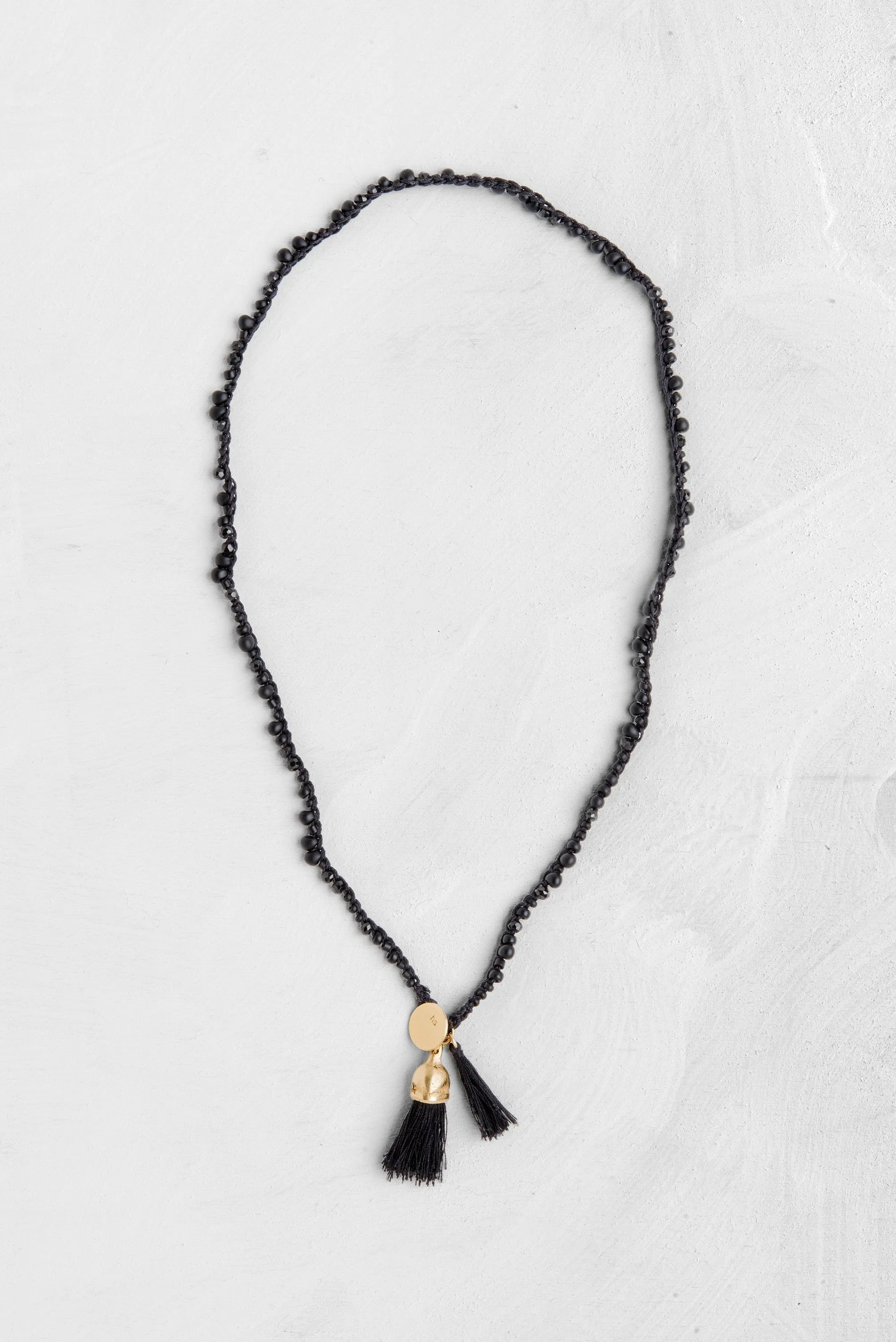 Organic Black Spinel And Gold Necklace
