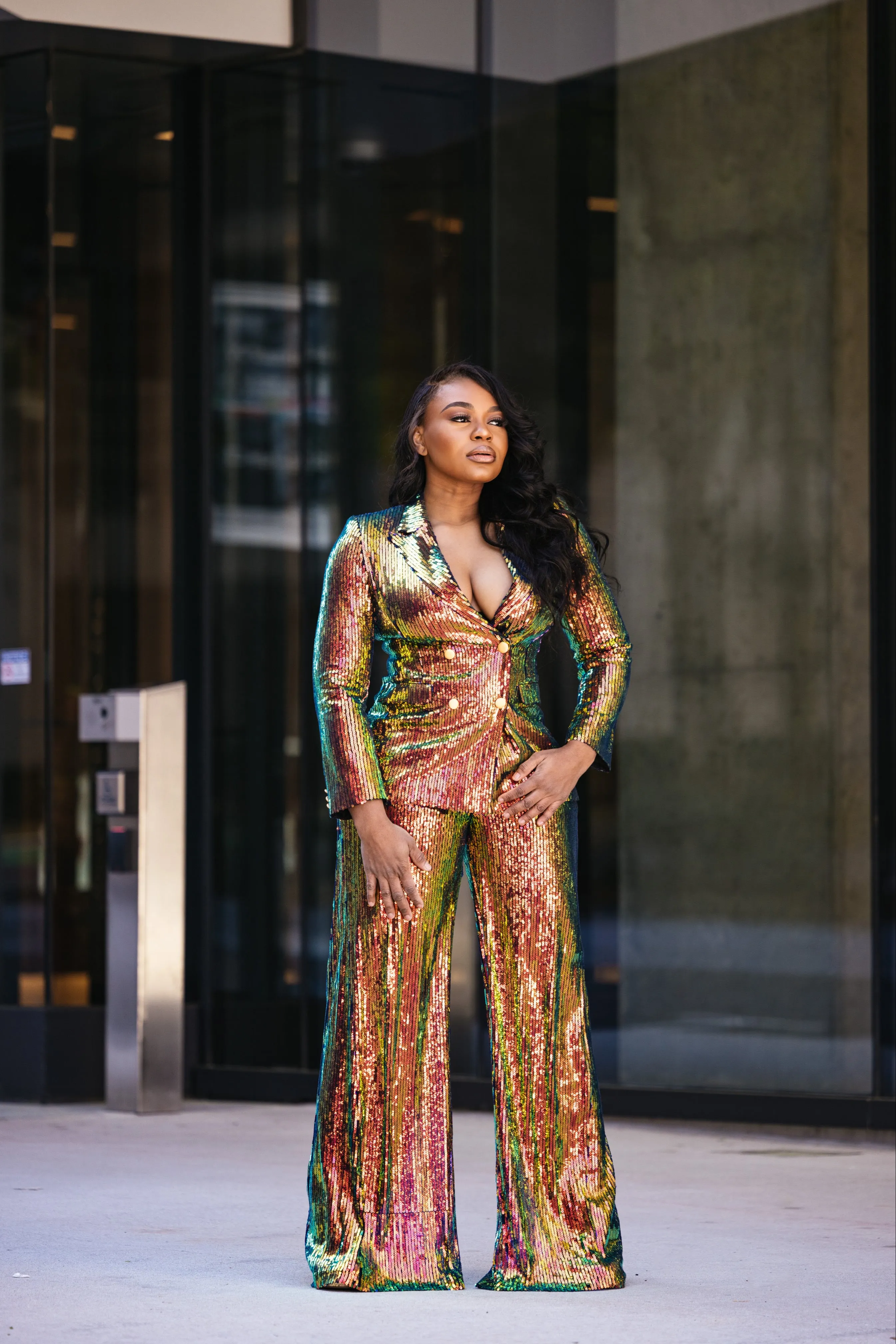 Oyemwen Business in front, Party in the back Sequins Power Suit