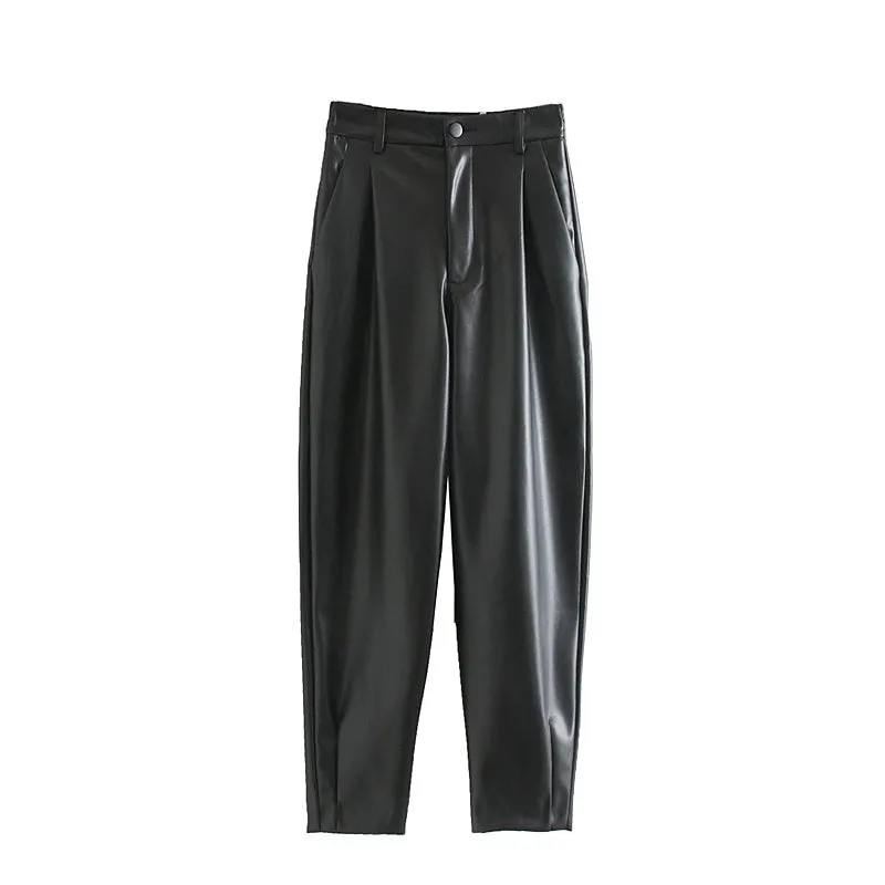 Pantalon En Cuir Vintage Femme