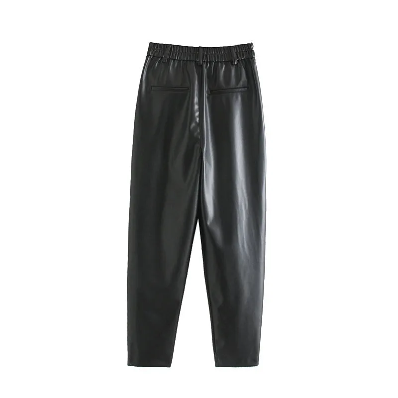 Pantalon En Cuir Vintage Femme