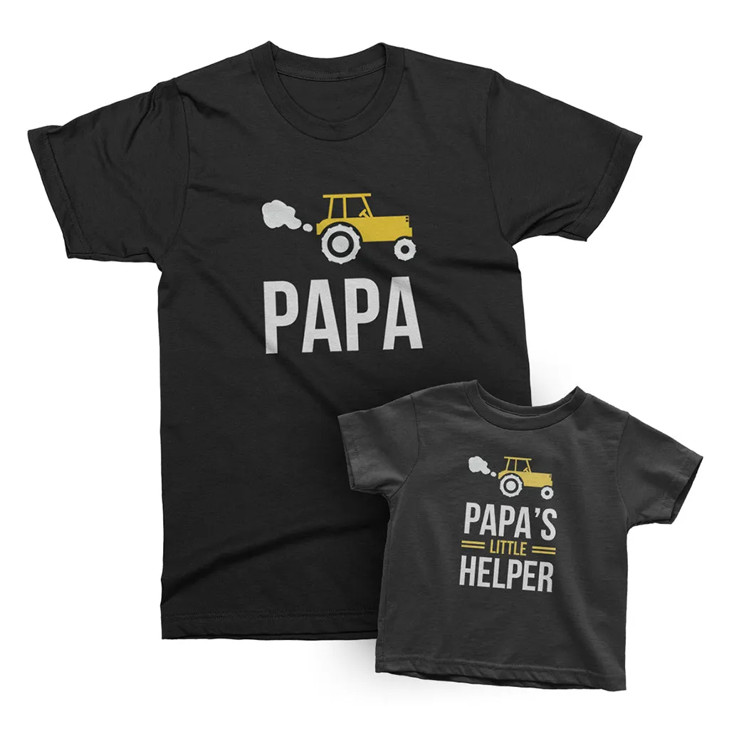 Papa and Papa's Little Helper - Matching T-Shirts for Grandpa / Daddy and Me