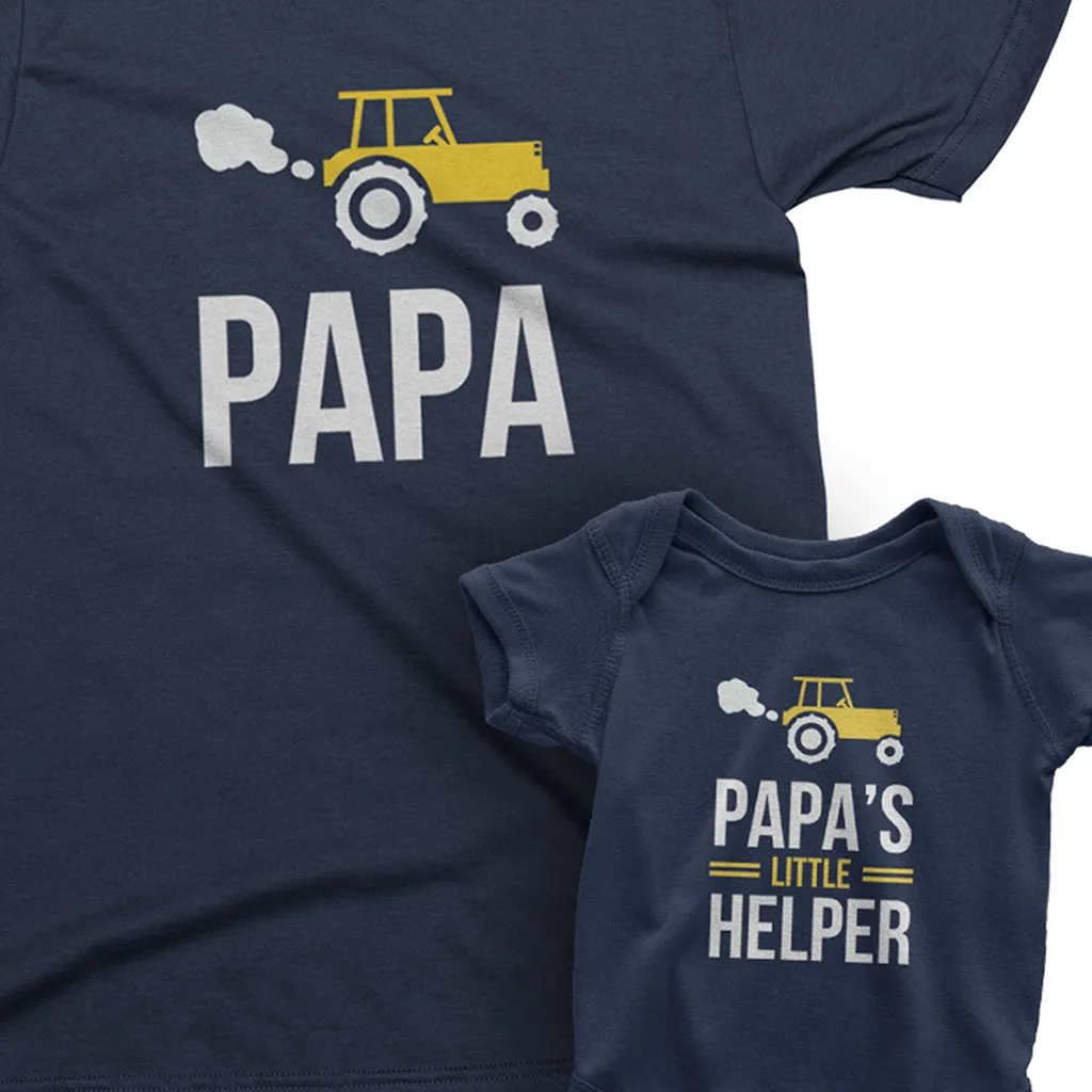 Papa and Papa's Little Helper - Matching T-Shirts for Grandpa / Daddy and Me