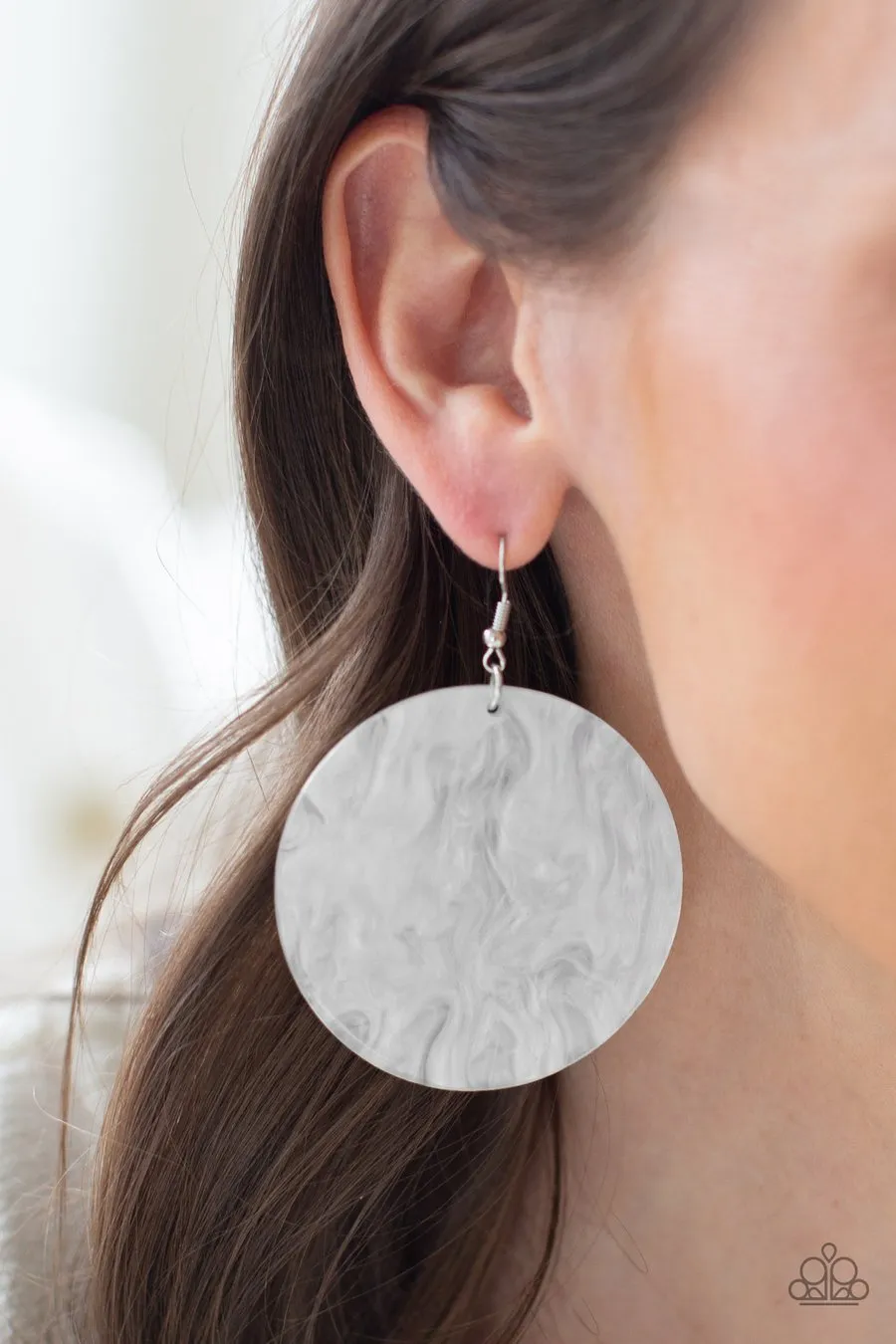 Paparazzi SEA Where It Goes - White Earrings