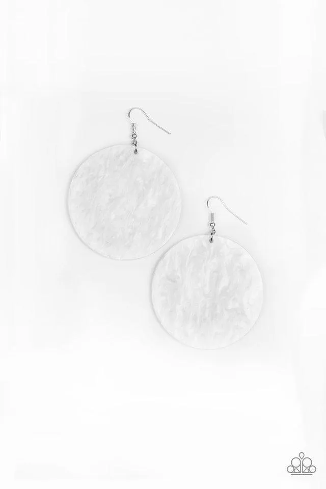 Paparazzi SEA Where It Goes - White Earrings