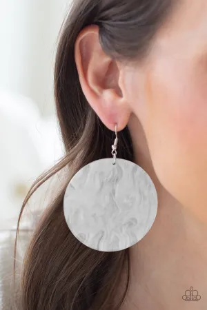 Paparazzi SEA Where It Goes - White Earrings