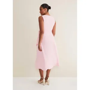 Phase Eight Julissa Sleeveless Ruffle Wrap Midi Dress - Soft Pink