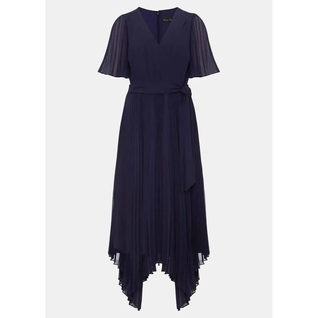 Phase Eight Kendall Pleated Midi Dress - Navy