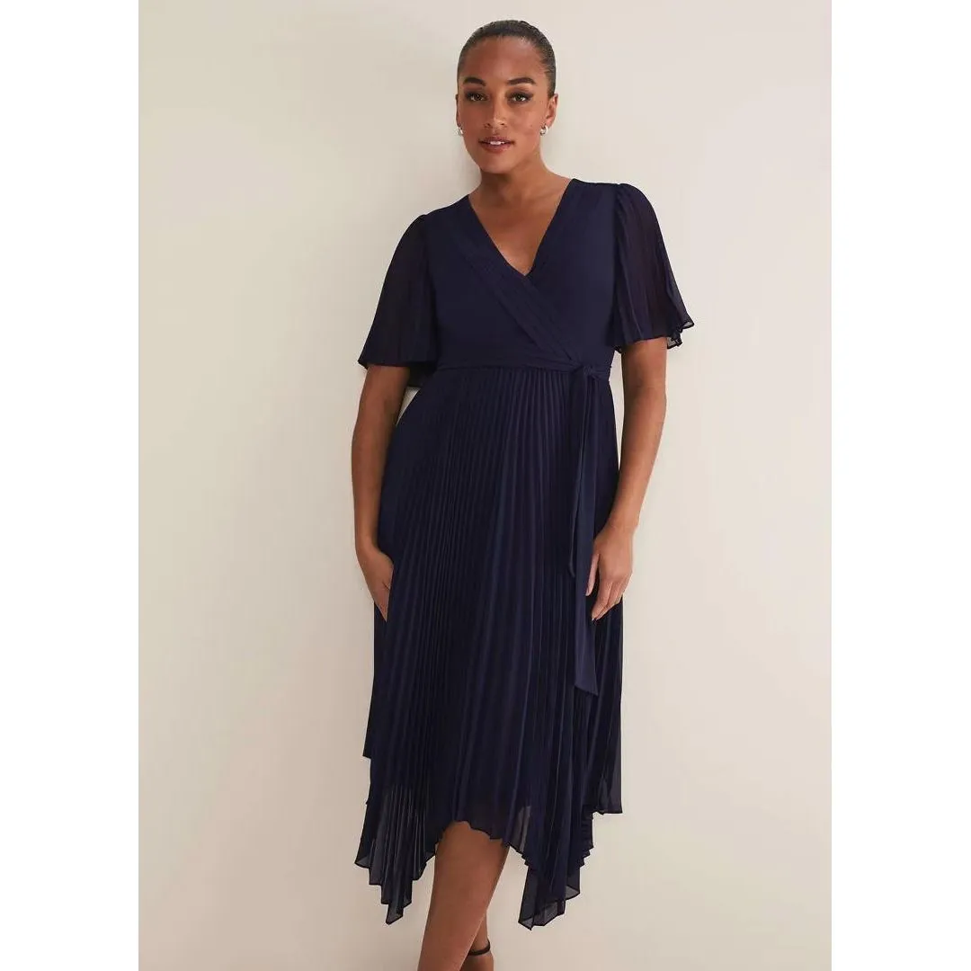 Phase Eight Kendall Pleated Midi Dress - Navy