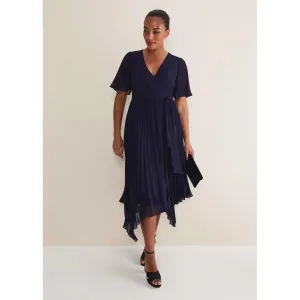 Phase Eight Kendall Pleated Midi Dress - Navy