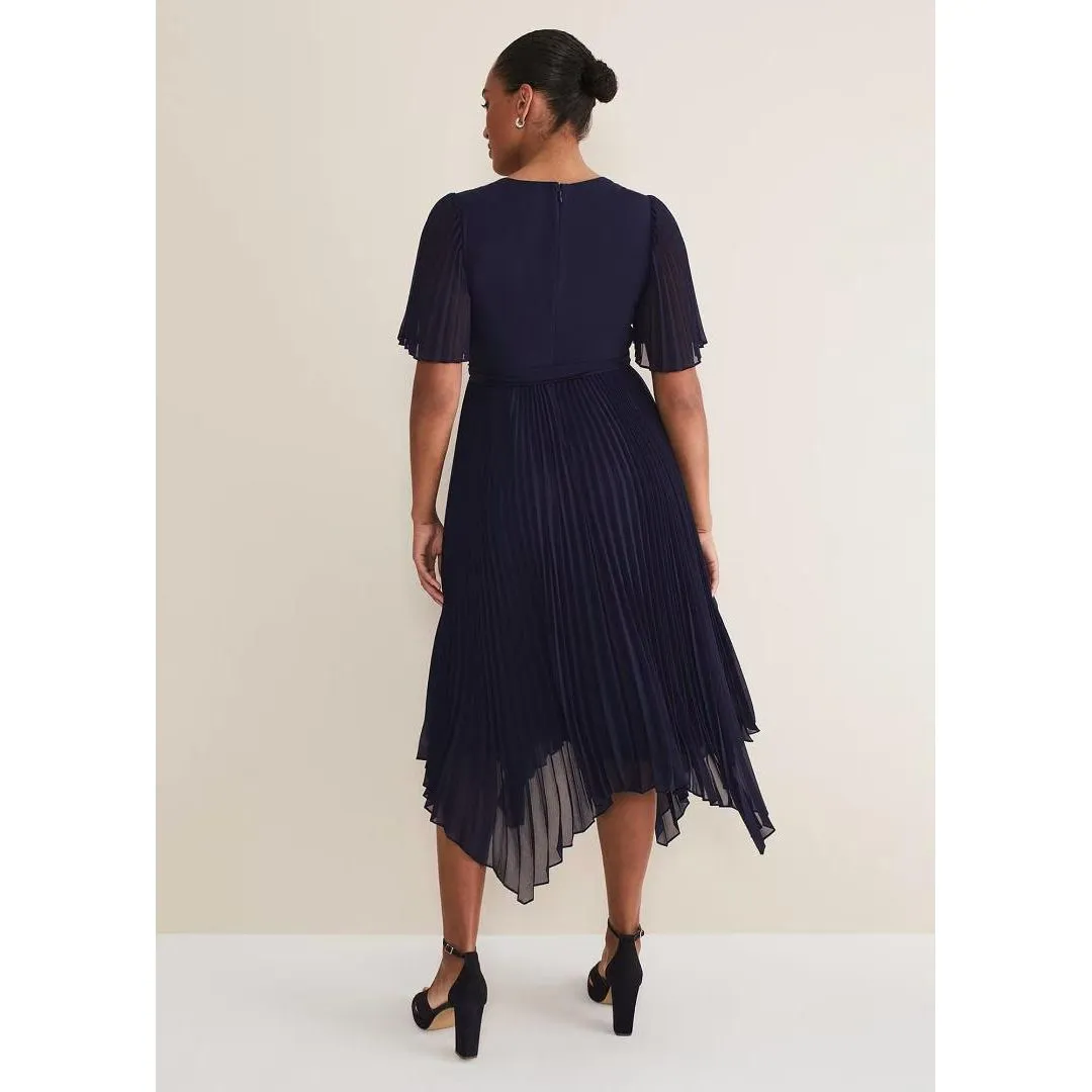 Phase Eight Kendall Pleated Midi Dress - Navy