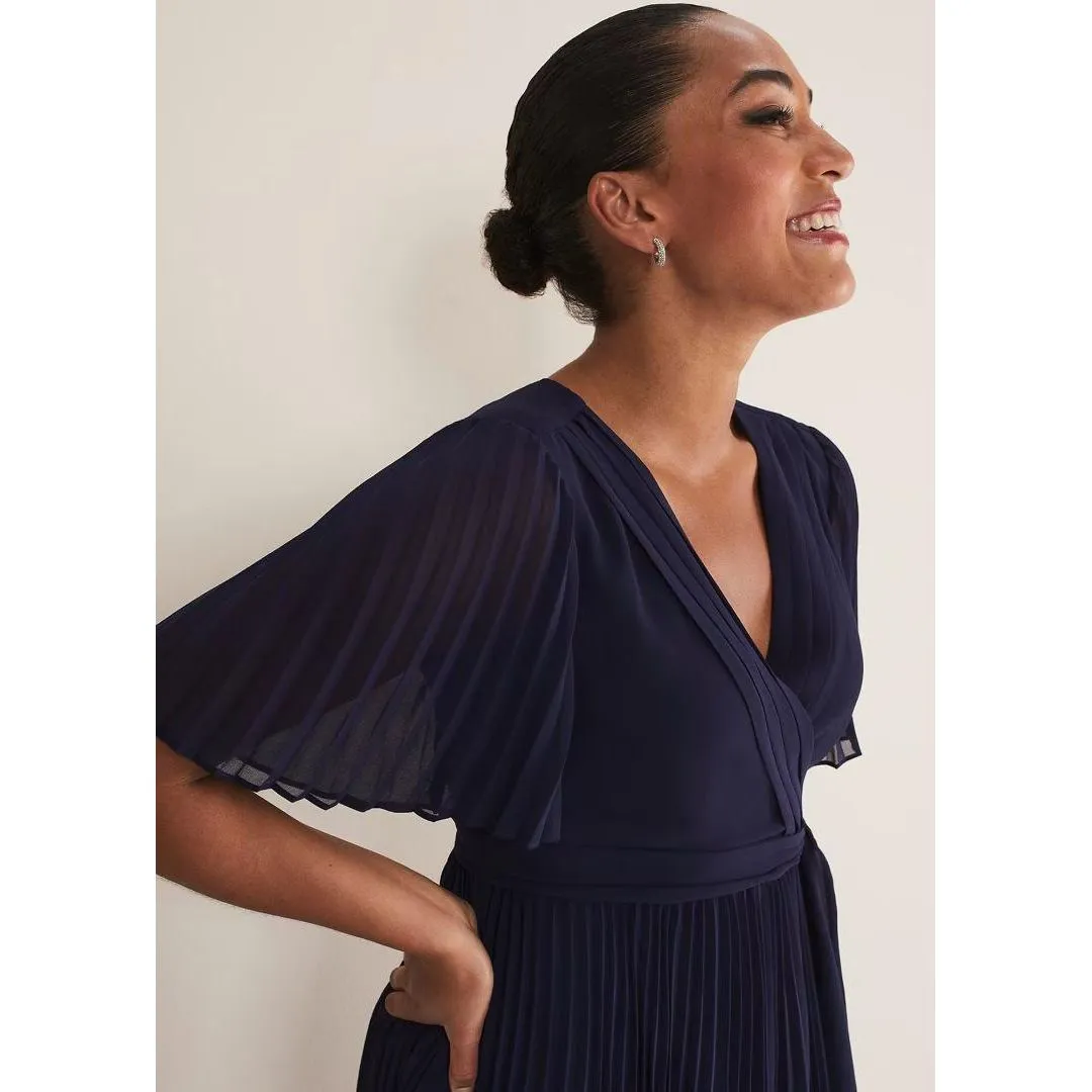 Phase Eight Kendall Pleated Midi Dress - Navy