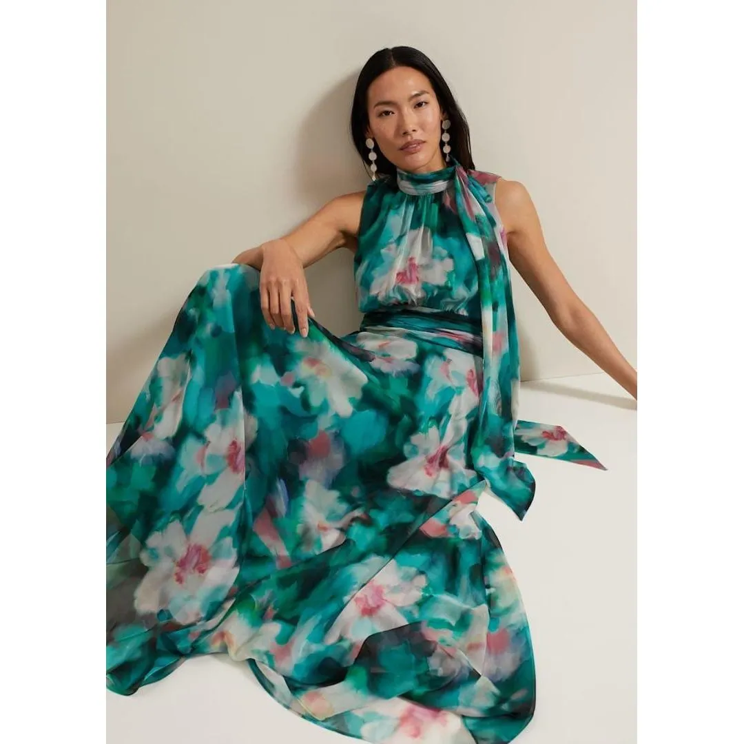Phase Eight Lucinda Chiffon Print Maxi Dress - Multi Coloured