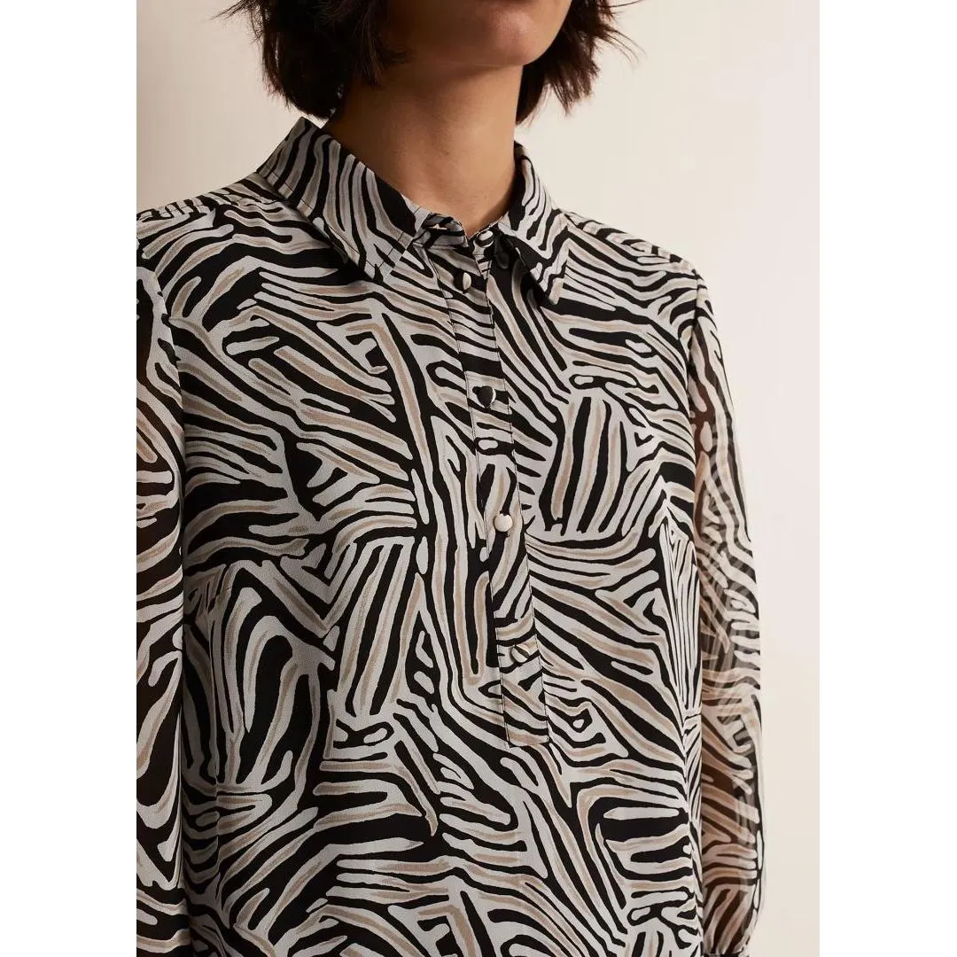Phase Eight Penelope Zebra Shirt Mini Dress - Stone/Ivory