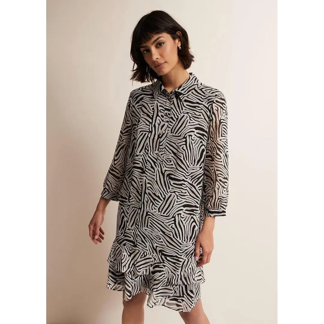 Phase Eight Penelope Zebra Shirt Mini Dress - Stone/Ivory