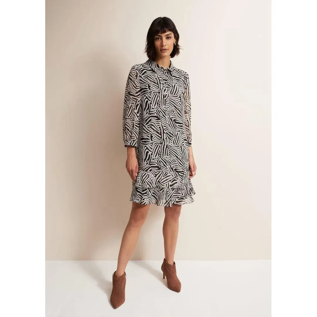 Phase Eight Penelope Zebra Shirt Mini Dress - Stone/Ivory