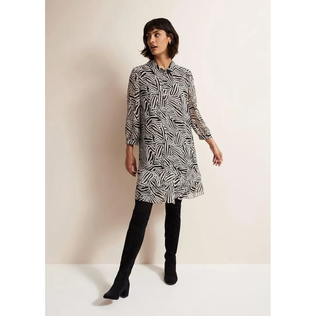 Phase Eight Penelope Zebra Shirt Mini Dress - Stone/Ivory