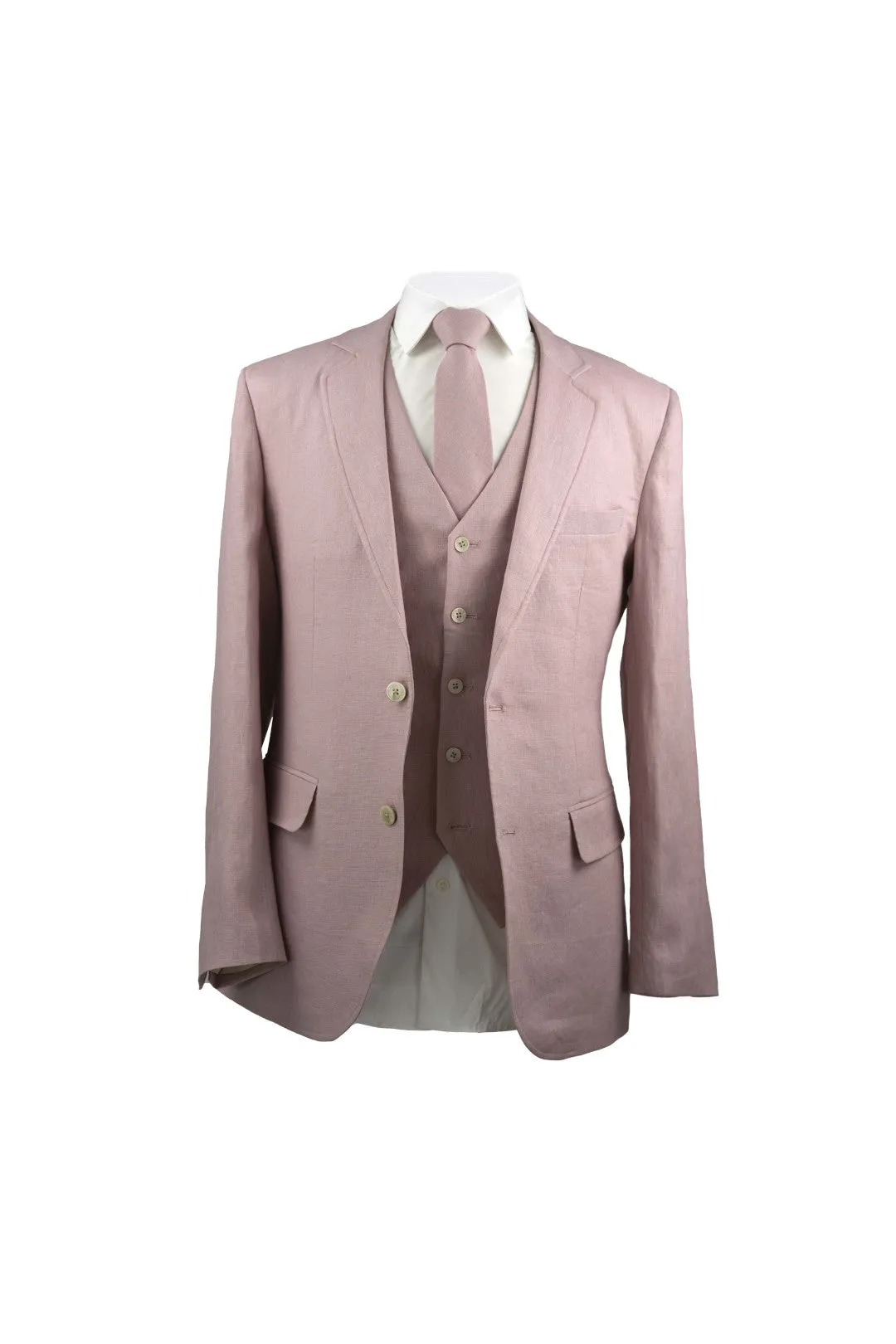 Pink Linen 3 Piece Suit