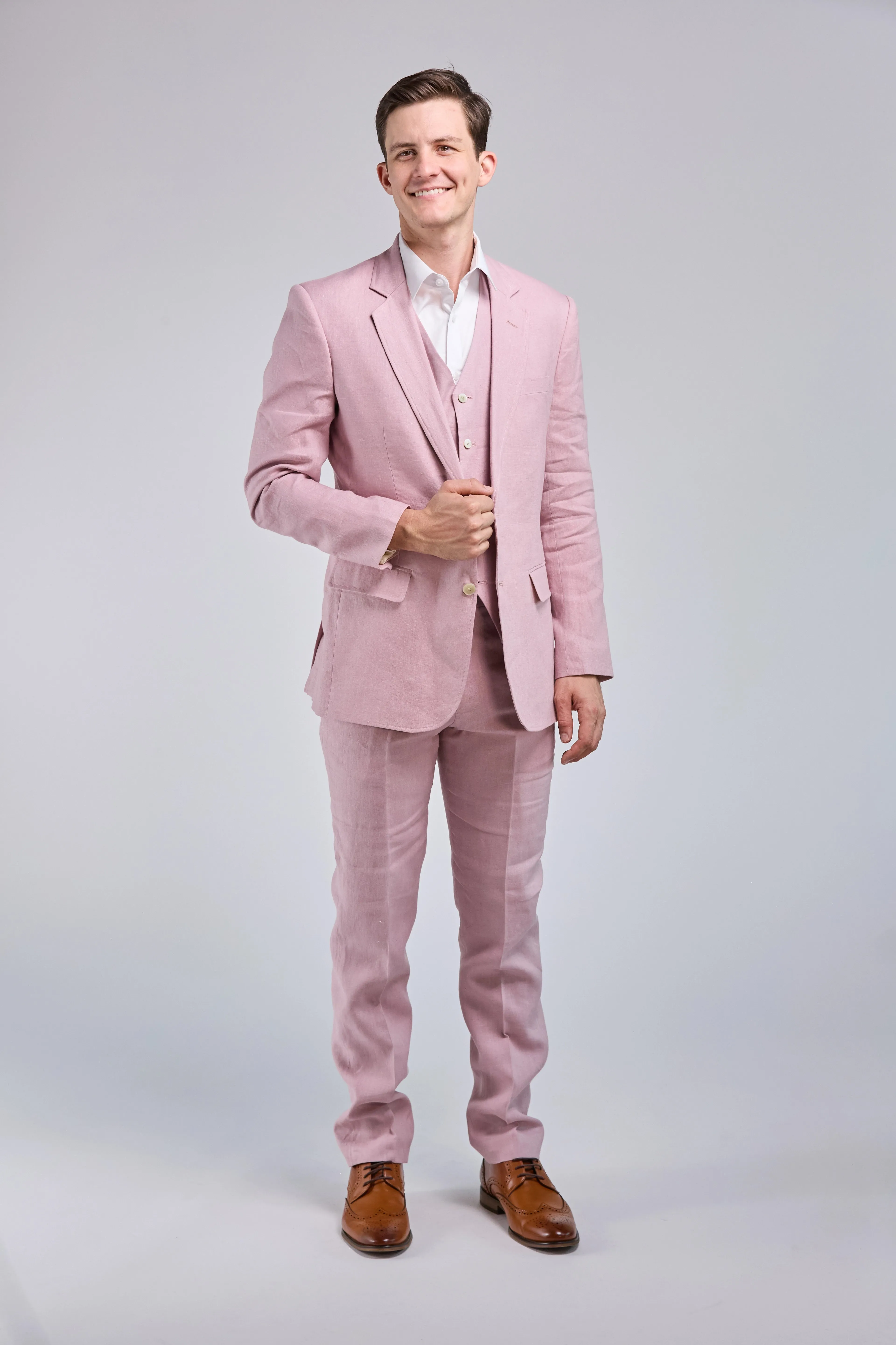 Pink Linen 3 Piece Suit