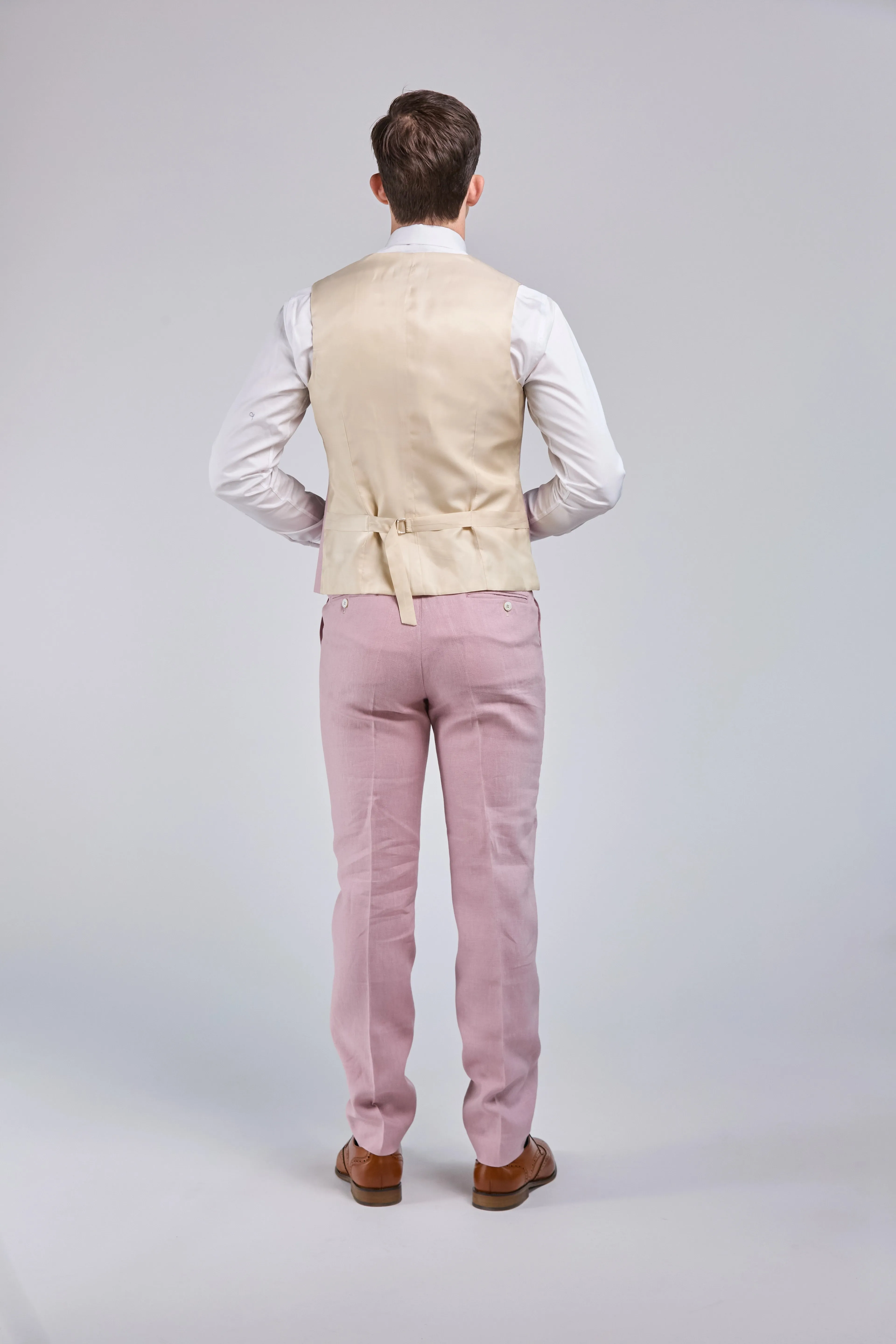 Pink Linen 3 Piece Suit