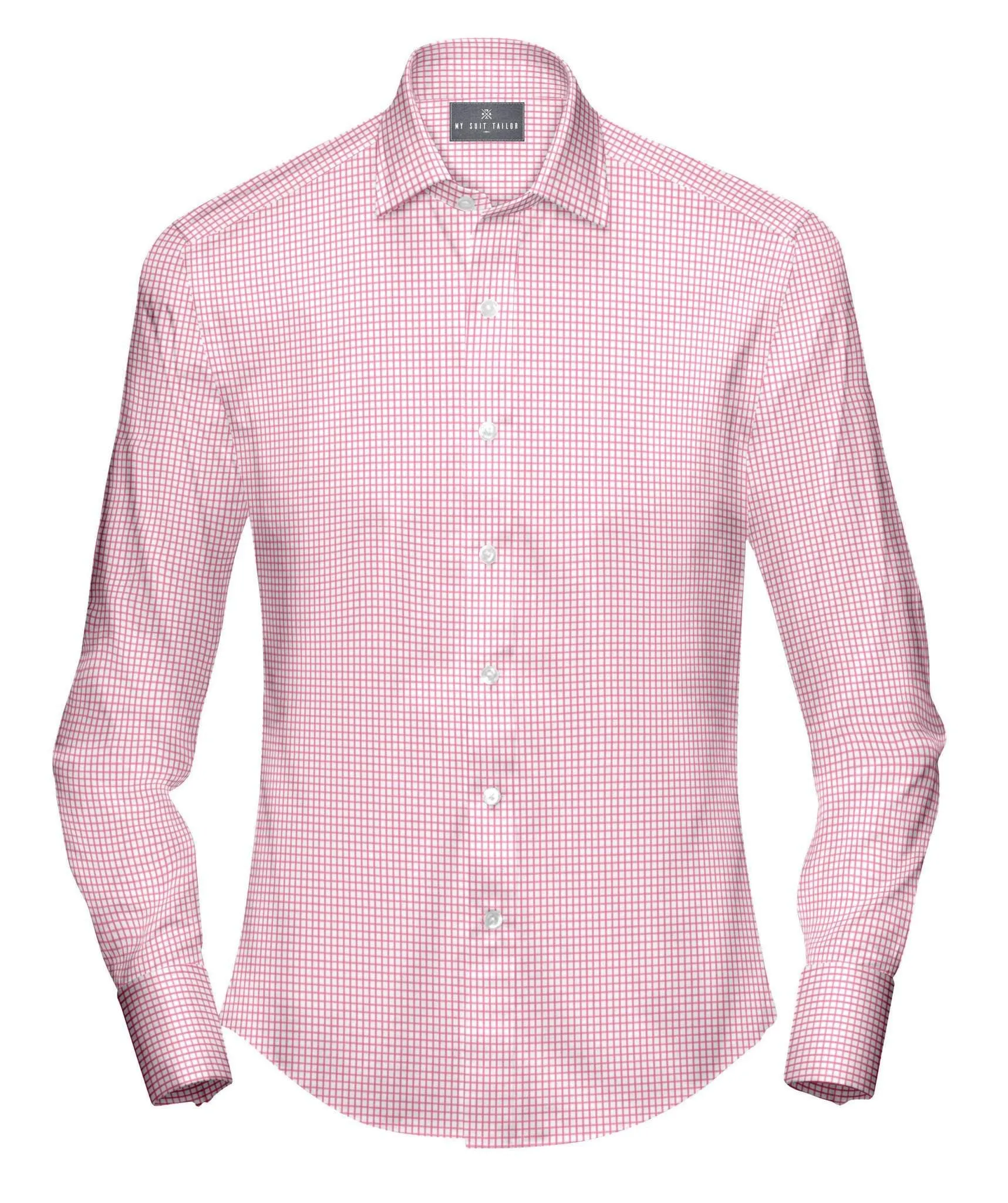 Pink On White Check Shirt