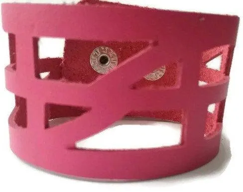 pink Reclaimed Leather wrist Band. The Self Empowering cuff Bracelet. Reurposed