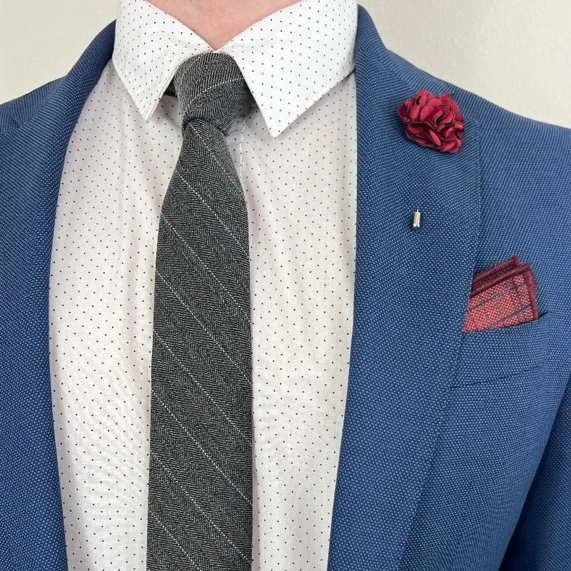 Pinstripe Chevron Charcoal Tie