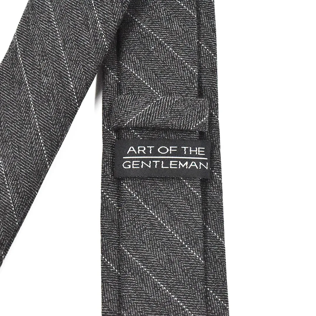 Pinstripe Chevron Charcoal Tie