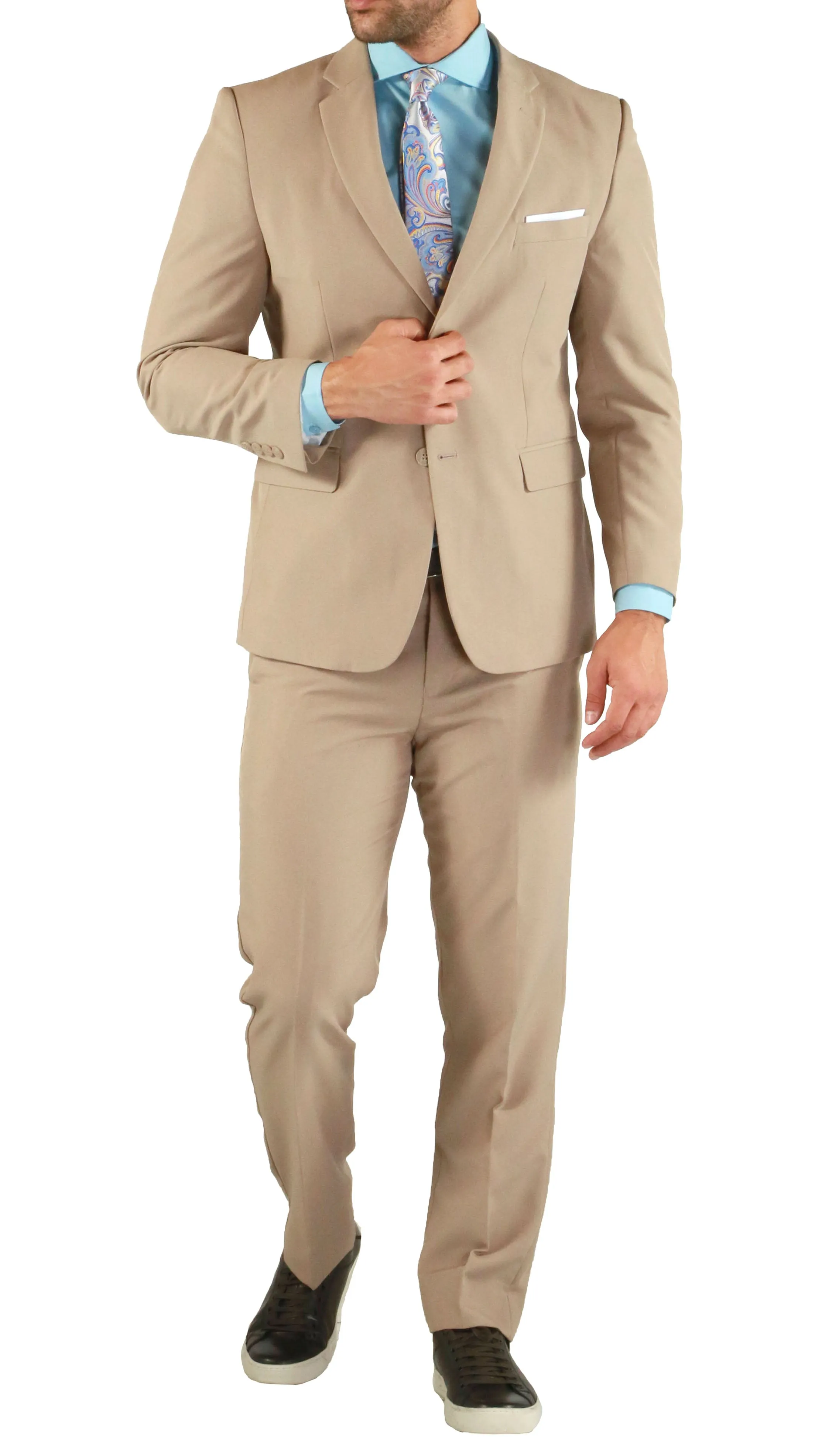 PL1969 Mens Tan Slim Fit 2pc Suit