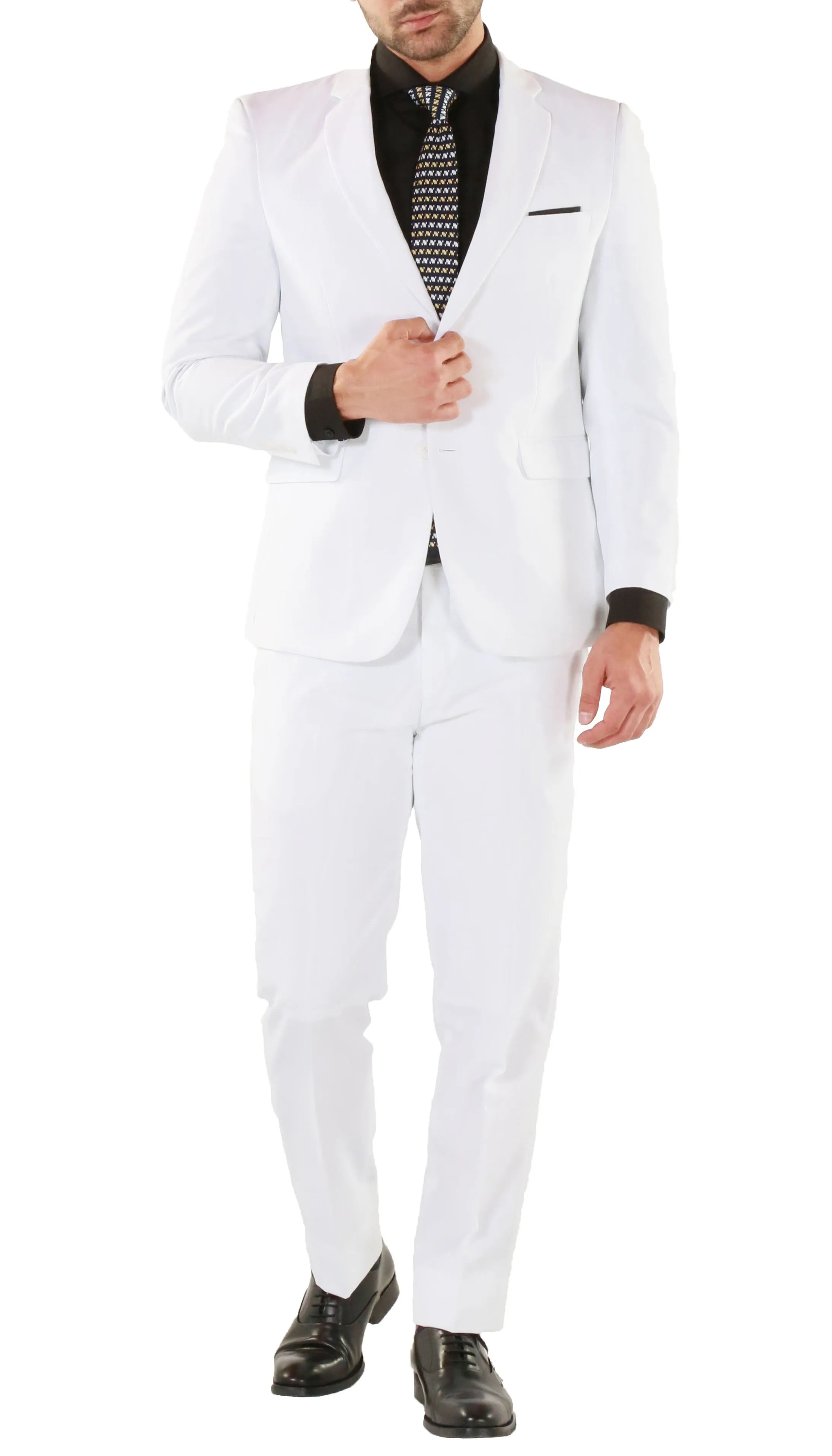 PL1969 Mens White Slim Fit 2pc Suit