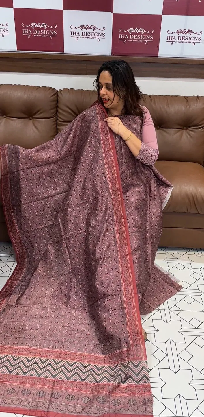 PRINTED CHANDERI UNSTITCHED SALWAR SUITS  - IHA 13892