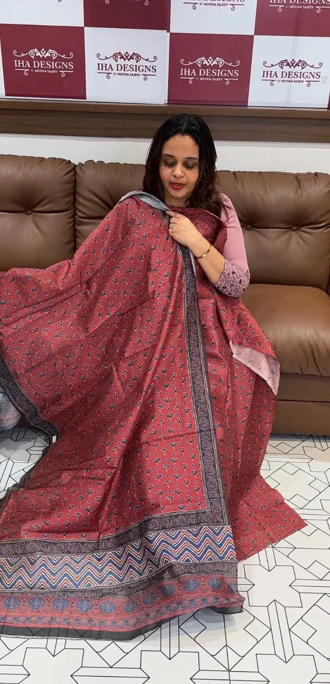 PRINTED CHANDERI UNSTITCHED SALWAR SUITS  - IHA 13892